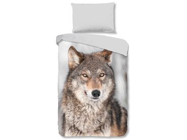 Flanelová obliečka Good Morning Wolf 140x200/70x90 cm