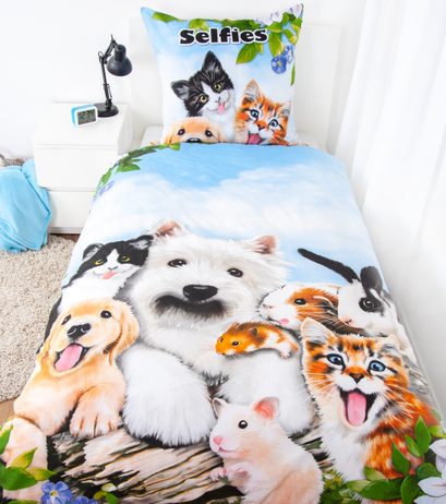 Obliečky Selfie Pets 140x200/70x90cm