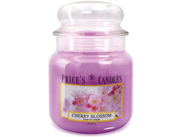 PRICE´S MIDI sviečka v skle Čerešňový kvet - horenie 90h