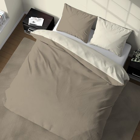 Talianské obliečky 100% bavlna Doubleface svetlo/tmavo béžová