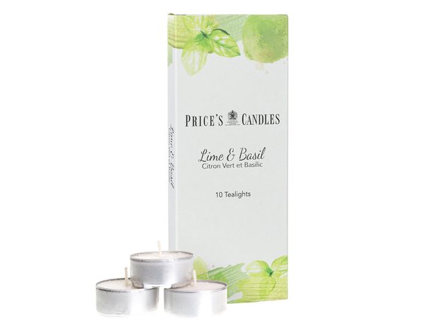 Price's vonné čajové sviečky Lime & Basil 10ks