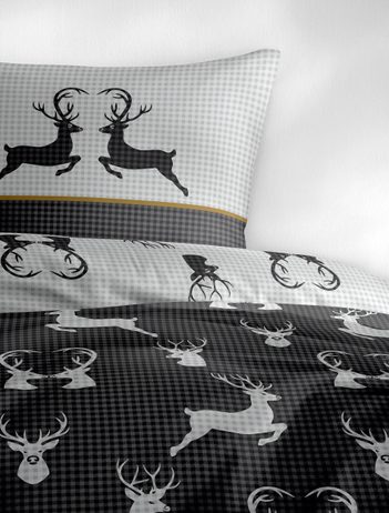 Bierbaum obliečky flanelové 3923 Deer Grafit 135x200/80x80 cm