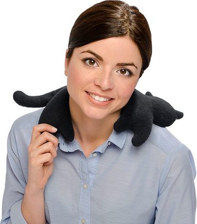 LESCHÍ Hřející polštářek kočka Minina 39x17cm červená/černá