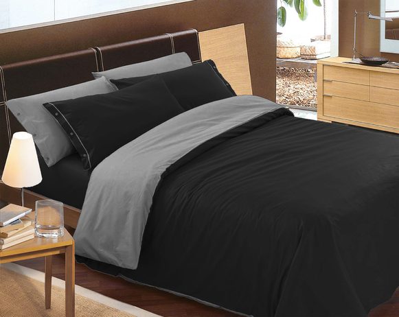 Talianská obliečka 100% bavlna LUX Doubleface čierná/sivá