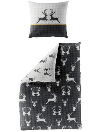 Bierbaum obliečky flanelové 3923 Deer Grafit 135x200/80x80 cm