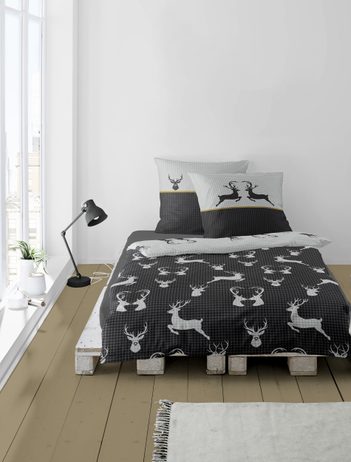 Bierbaum obliečky flanelové 3923 Deer Grafit 135x200/80x80 cm