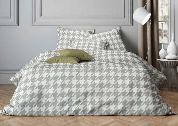 Mistral Home obliečka bavlnený satén Pied de Poule sivá