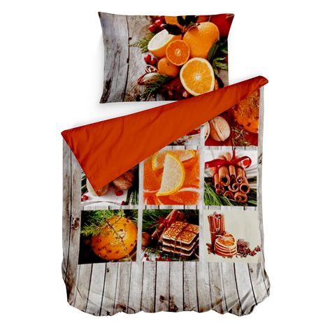 3D talianská obliečka 100% bavlna Canella pomaranč & klinčeky