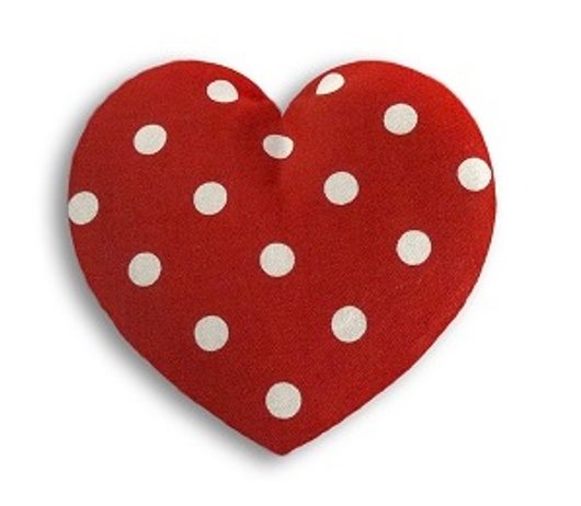 LESCHÍ Hřející polštářek srdíčko malé 14x14cm červená s puntíky