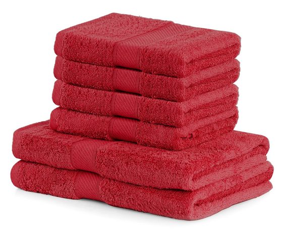 DecoKing sada 6ks bambusovo-bavlnených uterákov Bamby - červená