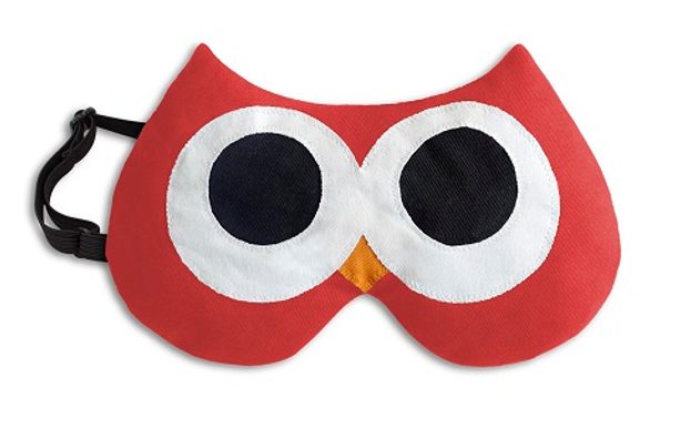 LESCHÍ Maska na spaní sova Stella 20x12cm červená/černá