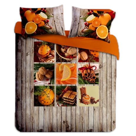 3D talianská obliečka 100% bavlna Canella pomaranč & klinčeky