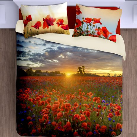3D talianské obliečky 100% bavlna Papaveri