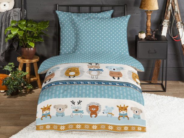 Flanelové obliečky Good Morning Woodland 140x200/70x90 cm