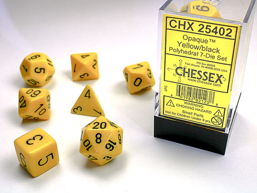 Chessex Sada 7 vícestěnných kostek - jednobarevná - Žlutá