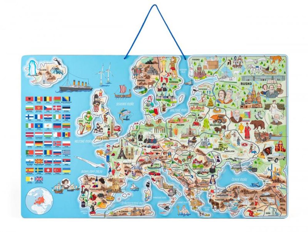 Magnetická mapa EVROPY, společenská hra 3 v 1 v AJ