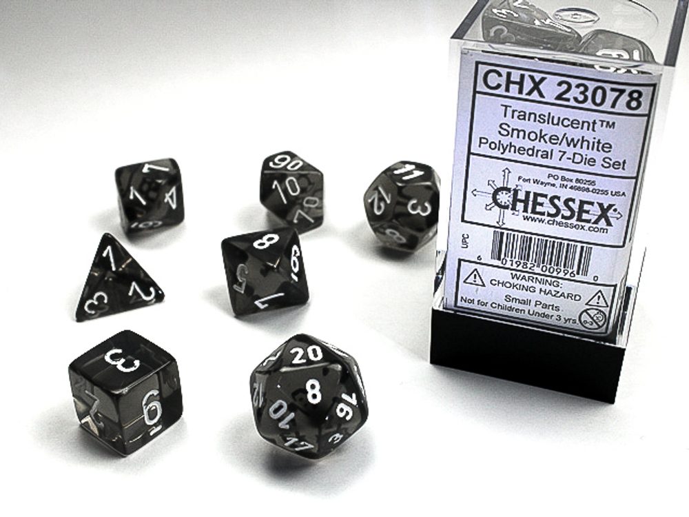 Chessex Sada 7 vícestěnných kostek - průhledná - Šedá