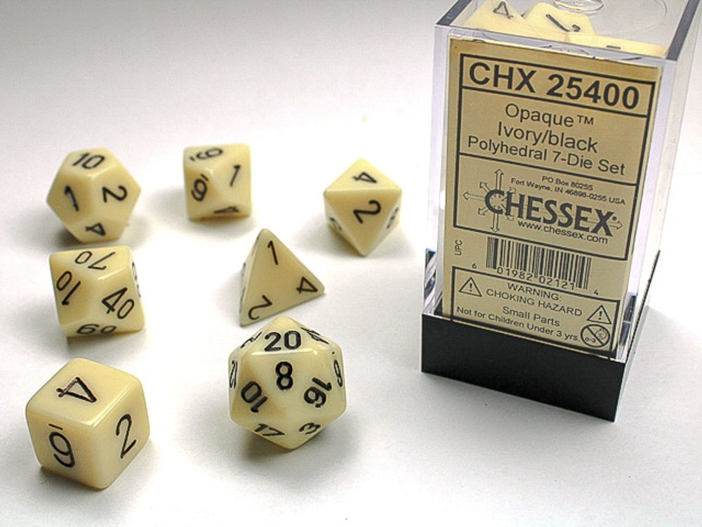 Chessex Sada 7 vícestěnných kostek - jednobarevná - Slonová