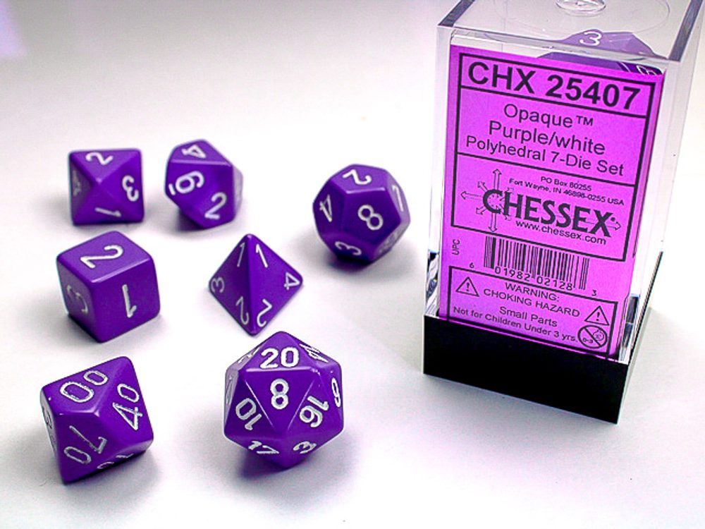 Chessex Sada 7 vícestěnných kostek - jednobarevná - Fialová