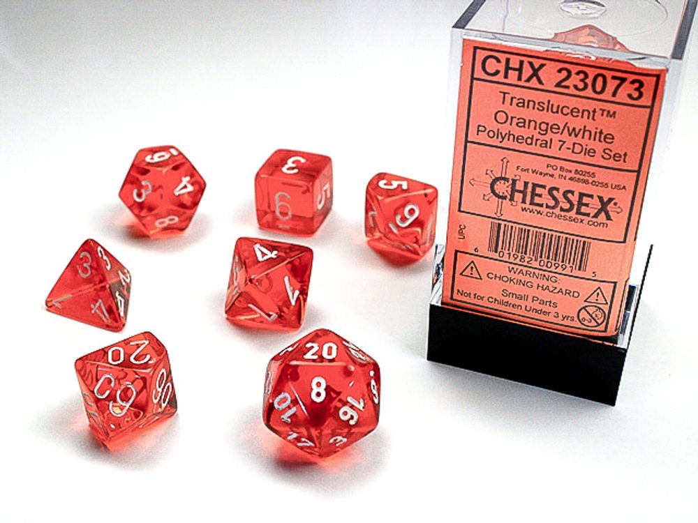 Chessex Sada 7 vícestěnných kostek - průhledná - Oranžová