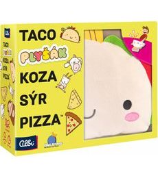 Taco, plyšák, koza, sýr, pizza