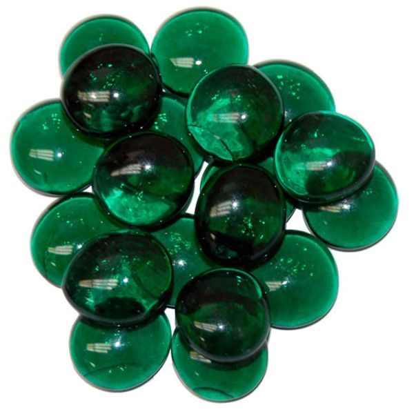 Hrací kameny skleněné průhledné tmavě zelené
