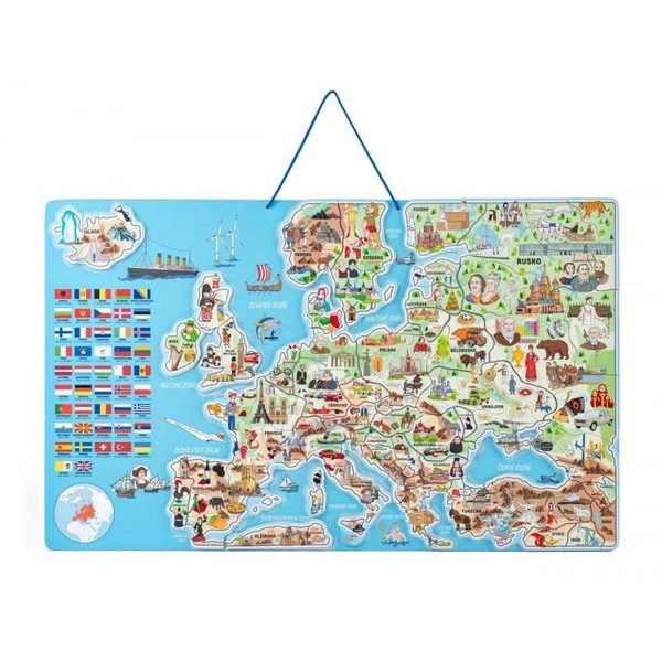 Magnetická mapa Evropa (puzzle + hra)