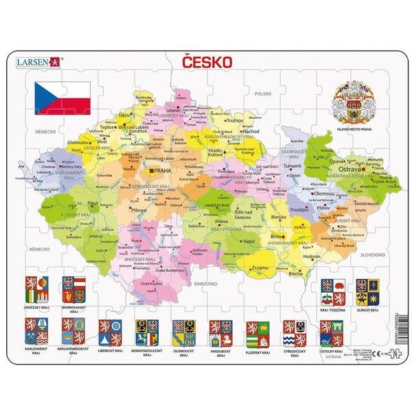 Puzzle vzdělávací: Česká republika - kraje 70d