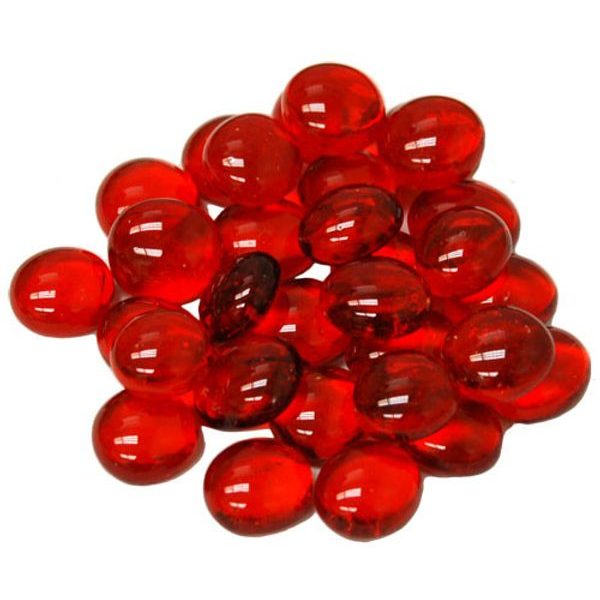 Hrací kameny skleněné průhledné červené