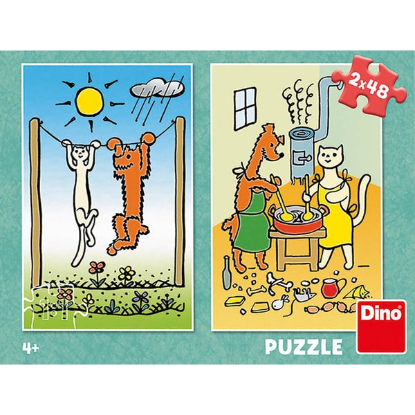 Puzzle Pejsek a Kočička 2 x 48