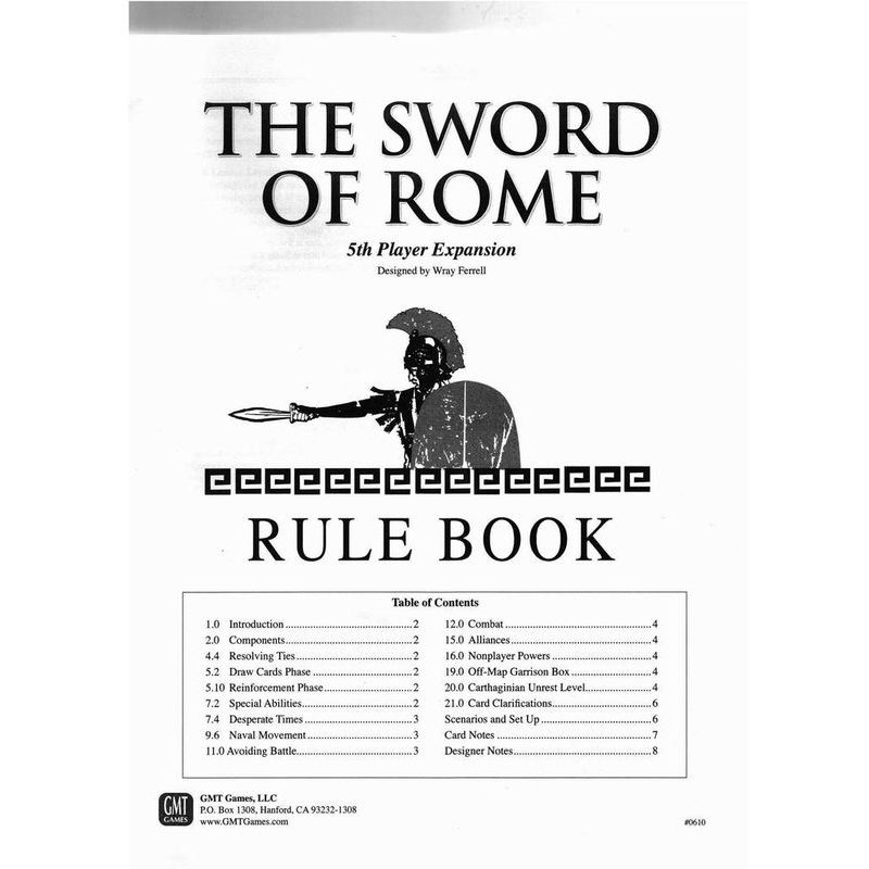 Sword of Rome: 5th Player Expansion
