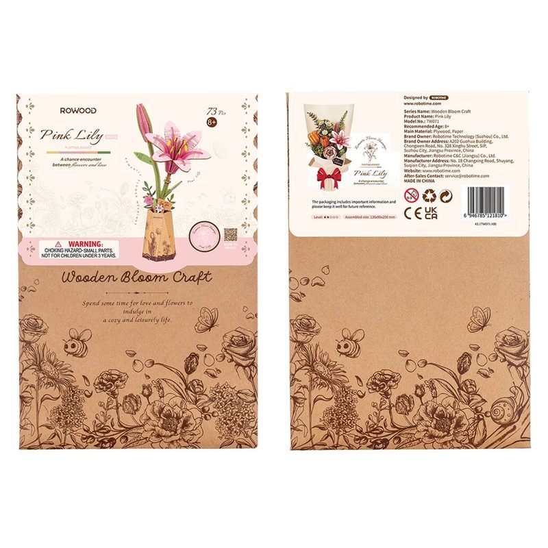 3D Puzzle Růžová lilie 73d