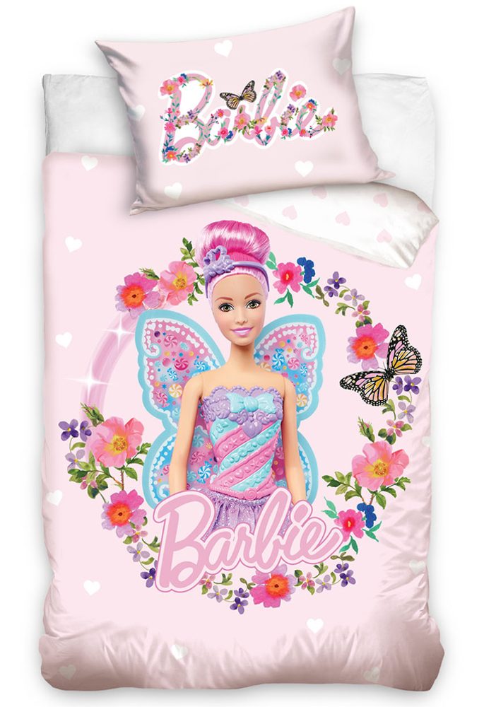 Bavlněné povlečení 100x135, 40x60 cm - Barbie Motýlí Víla