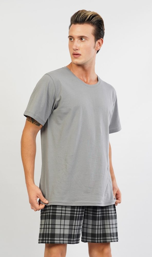 Pánské pyžamo šortky Aleš - XXL - šedá