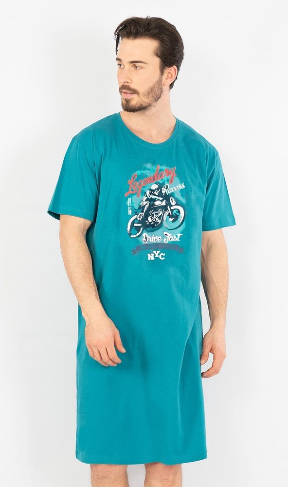 Pánská noční košile s krátkým rukávem Legendary - M - smaragdová
