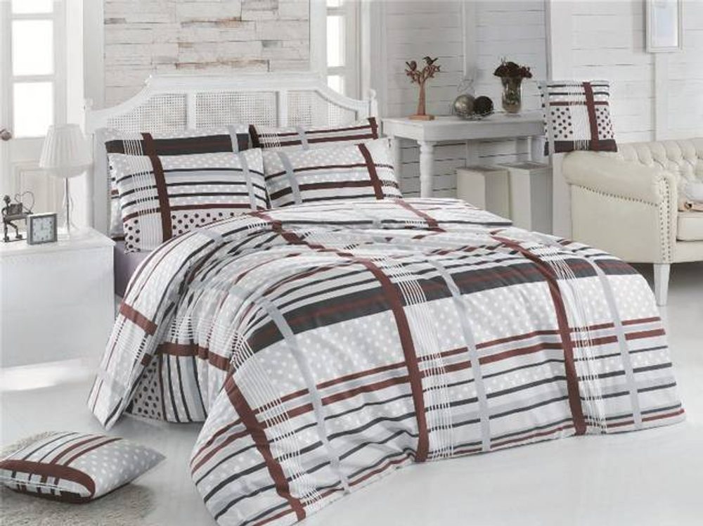 Krepové povlečení 140x200, 70x90 cm - Monty natur