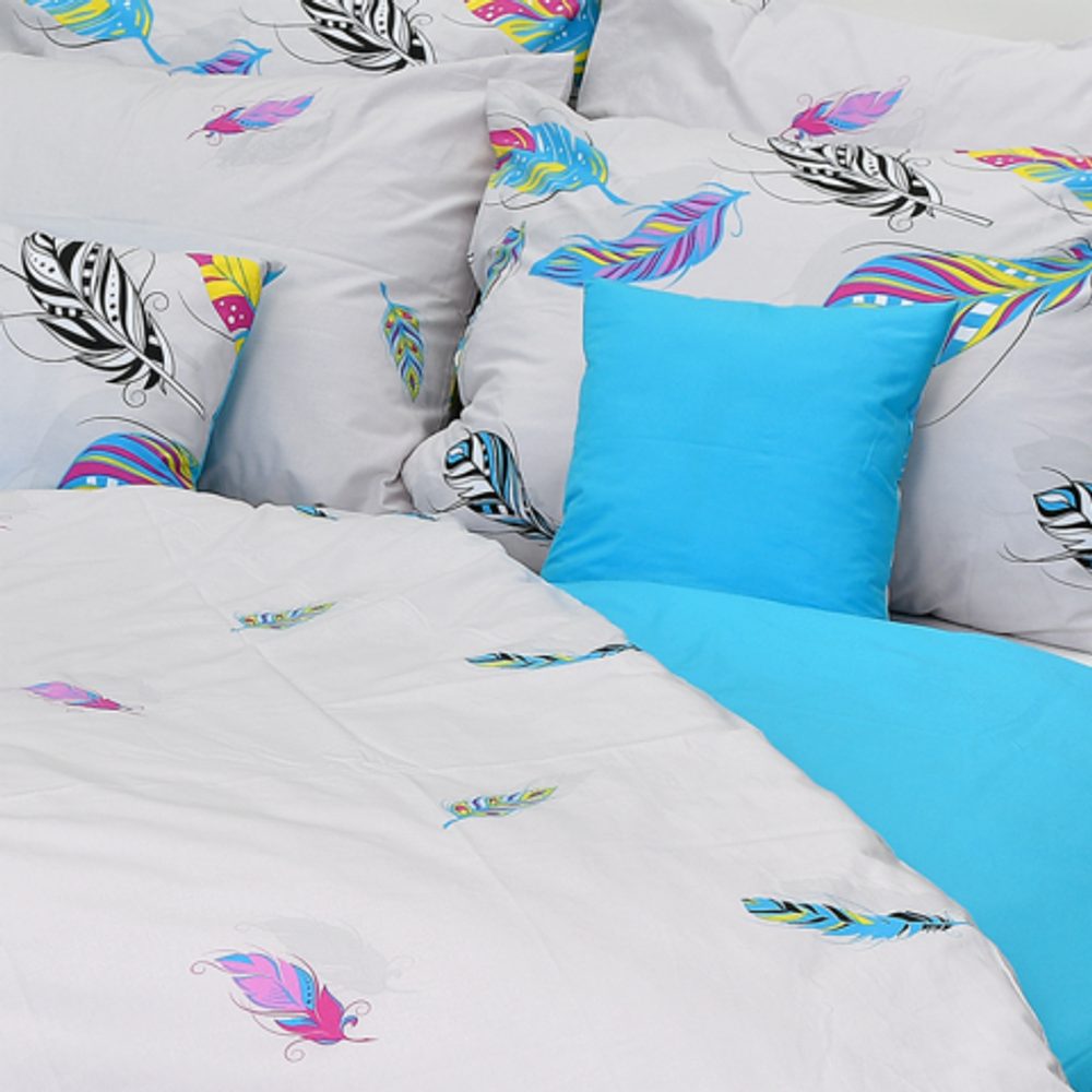 Bavlněné povlečení peří tyrkysové (LS218)