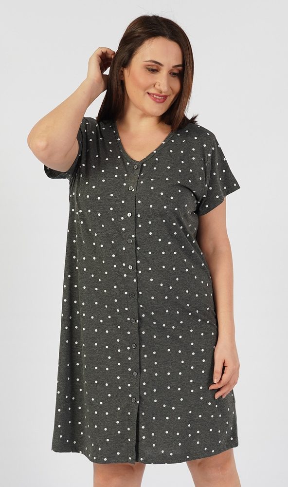 Dámské domácí šaty s krátkým rukávem Daniela - XL - tmavě šedá