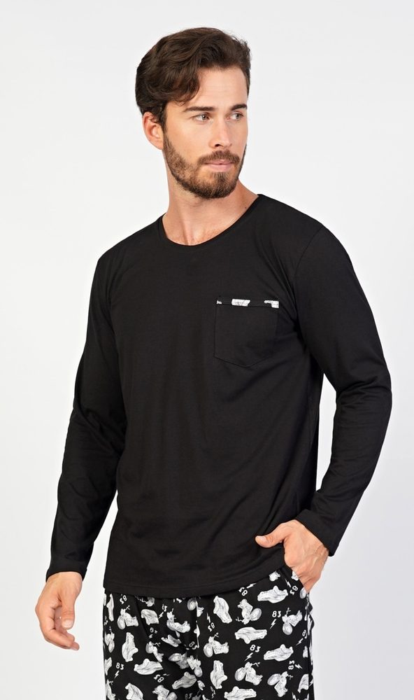 Pánské pyžamo dlouhé Hugo - S - černá