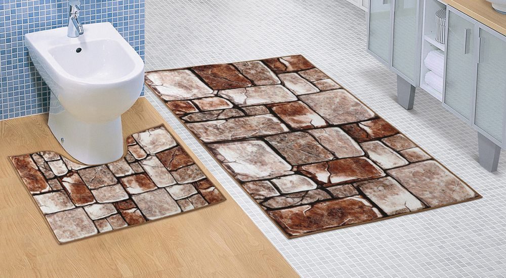 Koupelnová a WC předložka Kamenná dlažba 3D