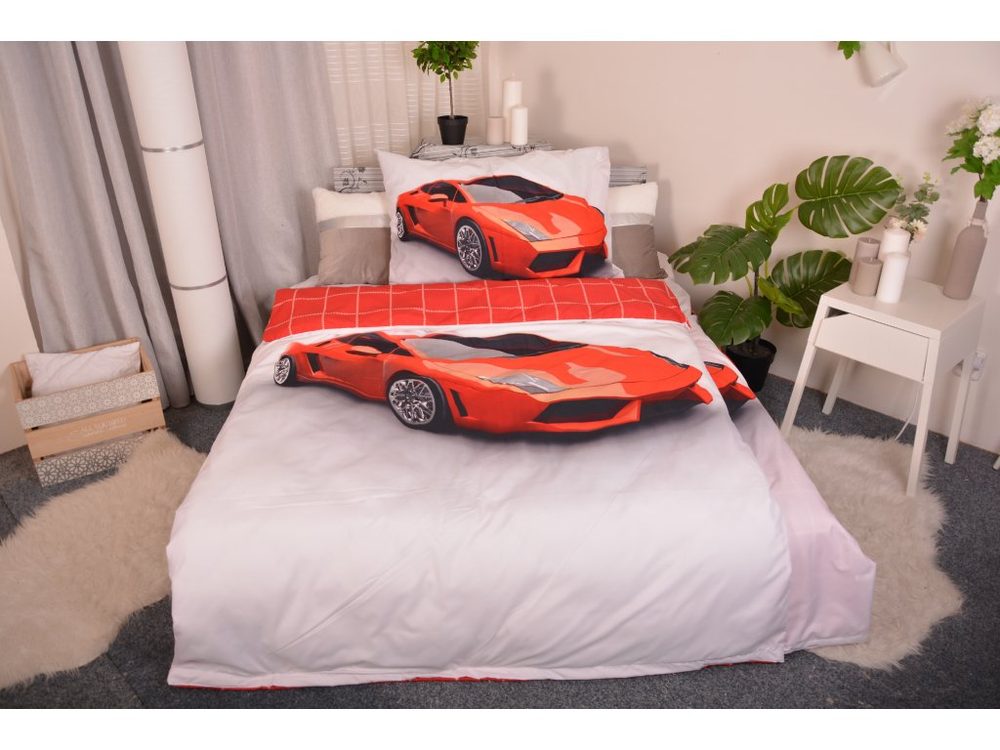 3D povlečení 140x200, 70x90 cm - Červené Lamborghini akční cena, výprodej,  sleva - Svět produktů