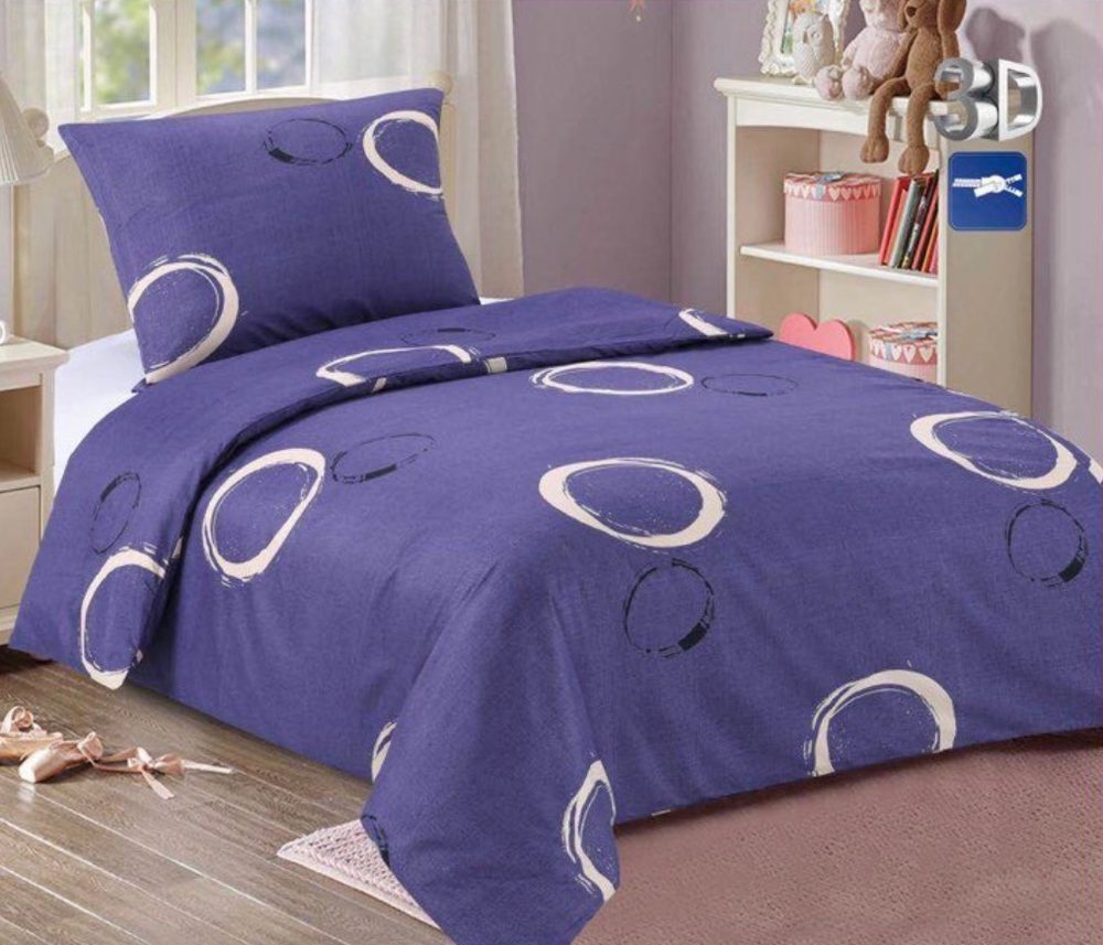Povlečení z mikrovlákna 140x200, 70x90 cm - Fialové kruhy
