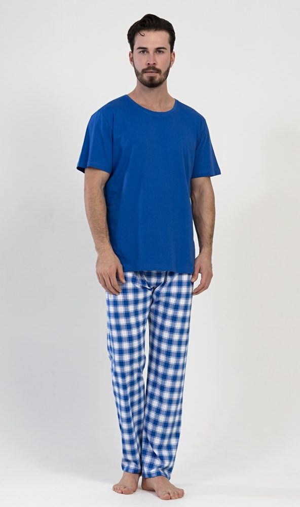 Levně Pánské pyžamo dlouhé Karel - XXL - modrá