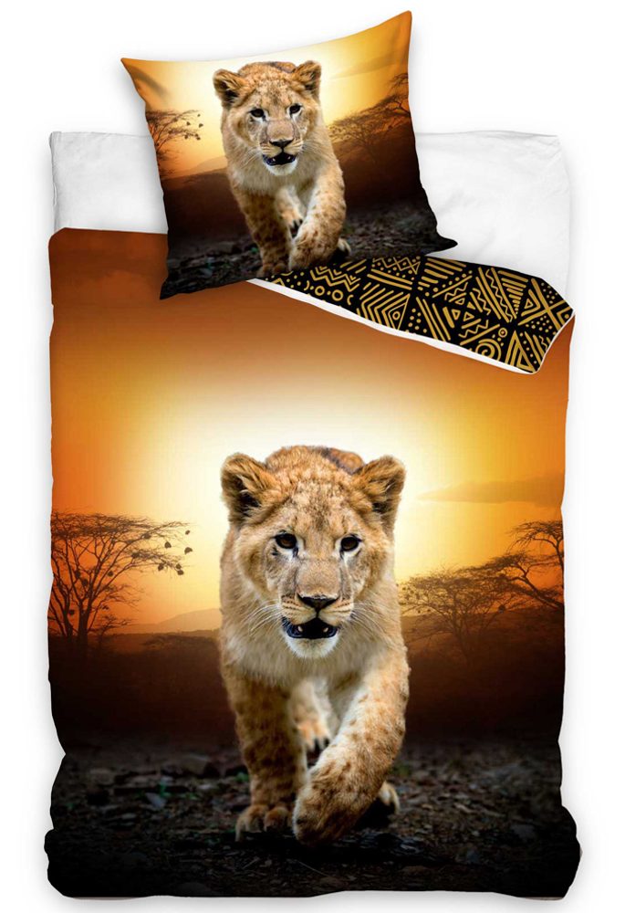 Bavlněné povlečení s 3D fototiskem 140x200, 70x90 cm - Lvice Etno