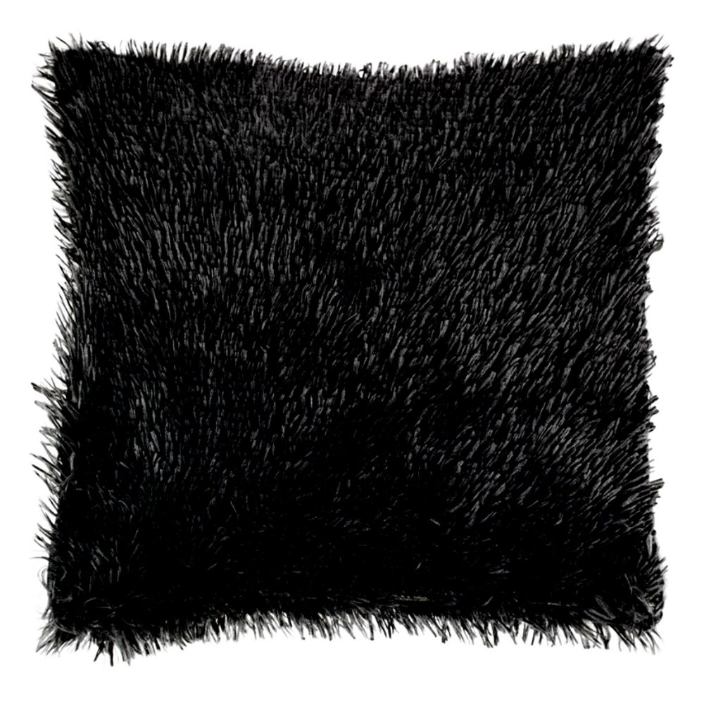 Povlak na polštářek s dlouhým vlasem 40x40 cm - Černý