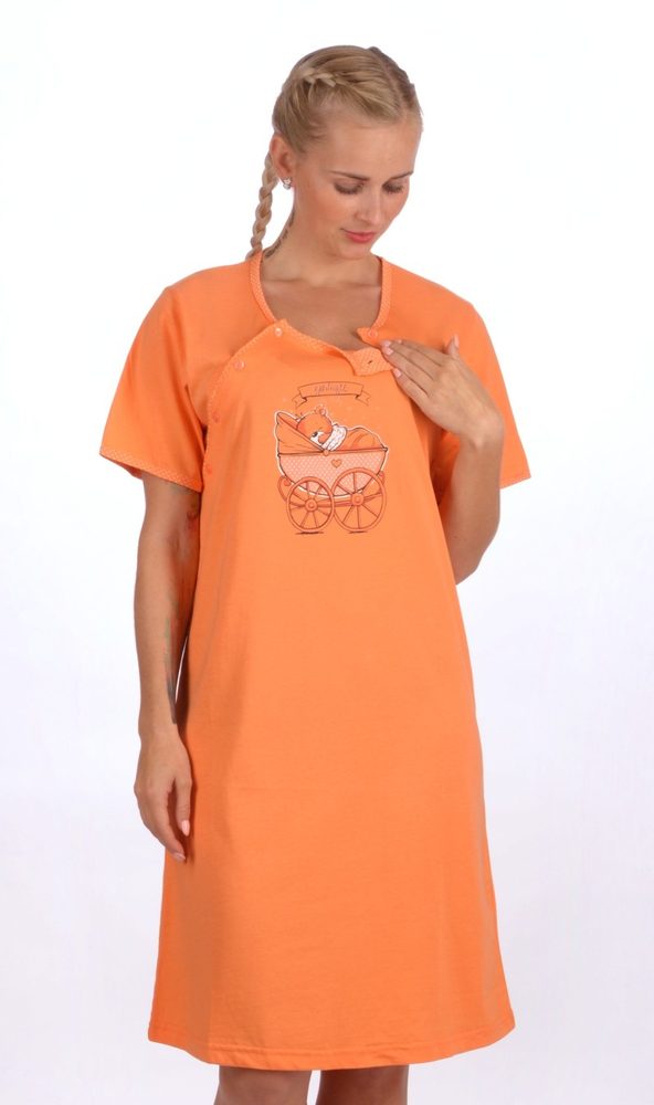 Dámská noční košile mateřská Kočárek - S - oranžová