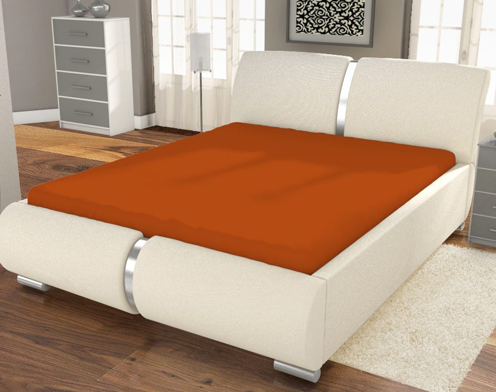 Jersey prostěradlo Economy (180 x 200 cm) - Cihlová