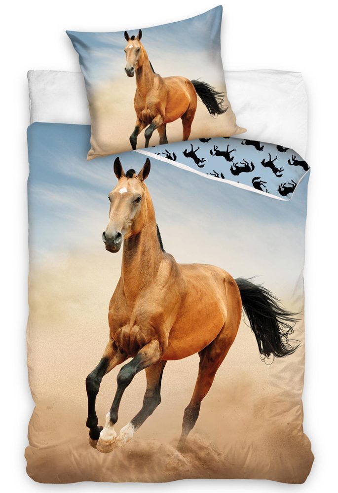 Bavlněné povlečení 140x200, 70x90 cm - Kůň Hnědák