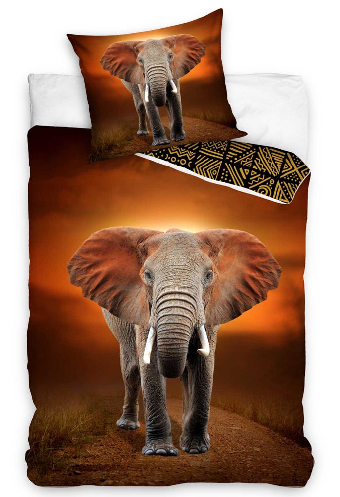 Bavlněné povlečení 140x200, 70x90 cm - Slon Etno