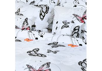 Posteľné obliečky bavlnené motýľ biely (LS186)
